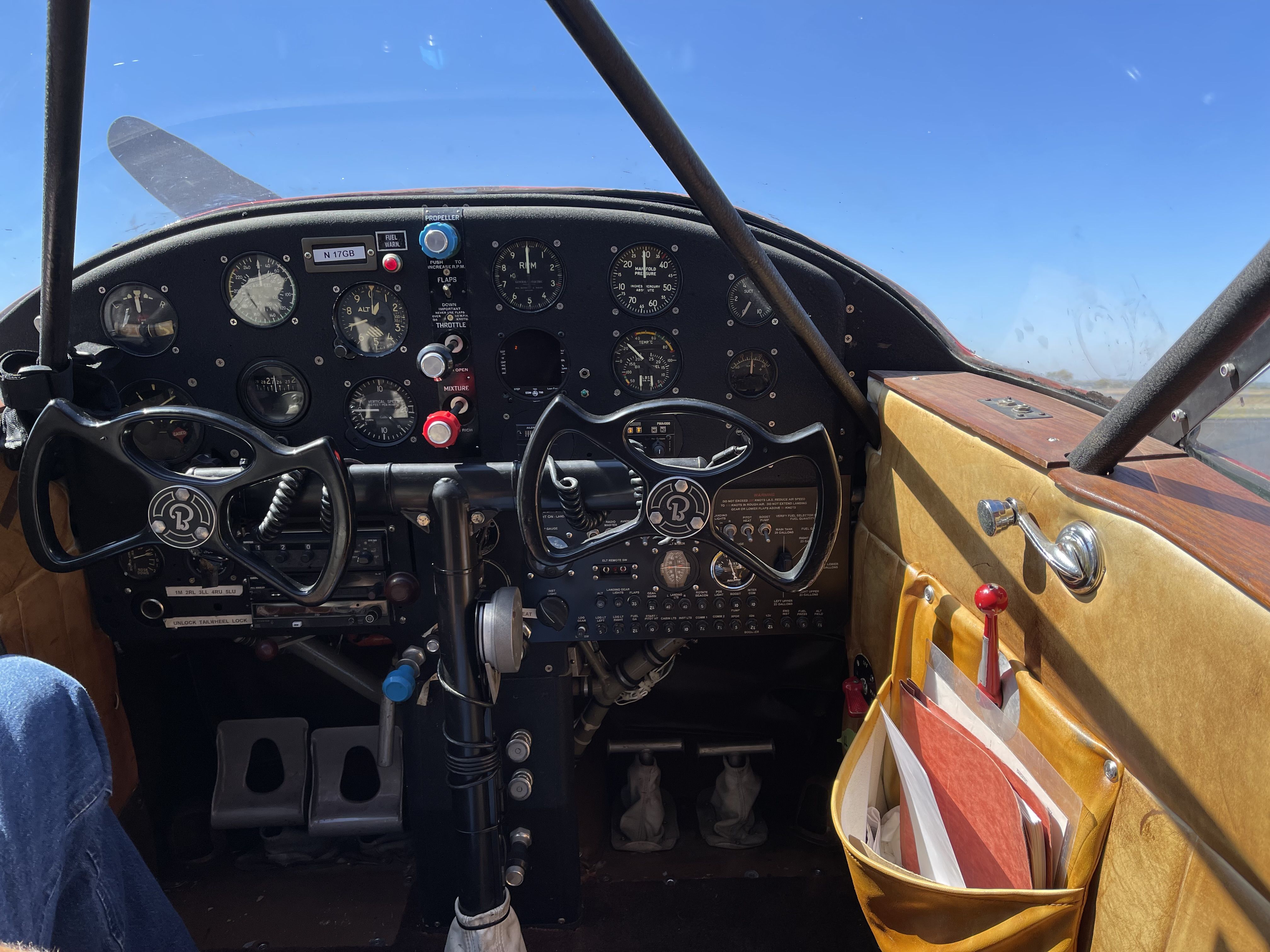 view inside cockpit of staggerwing