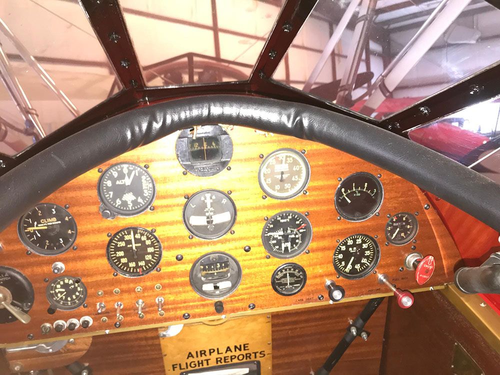 close up of the wooden dashboard of the texaco 17